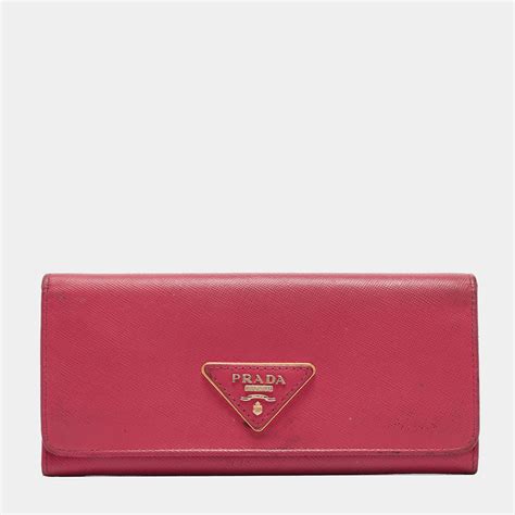 prada saffiano triangle continental flap wallet|prada leather wallet.